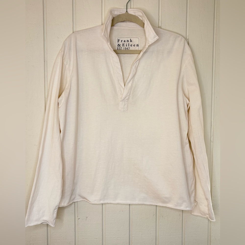 Frank & Eileen Popover Patrick Henley Cotton Jersey Ecru Ivory Size Medium